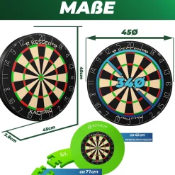 KESSER® Dartscheibe Sisal Professional Dartboard + Zubehör Steeldart Offizielles Dartscheibe Profi Steeldartscheibe - Dartboard inkl. Montageset