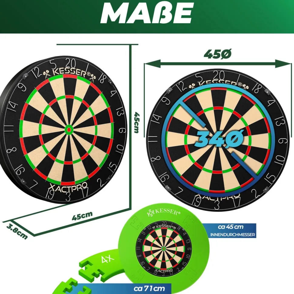 KESSER® Dartscheibe Sisal Professional Dartboard + Zubehör Steeldart Offizielles Dartscheibe Profi Steeldartscheibe - Dartboard inkl. Montageset