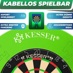 KESSER® Dartscheibe Sisal Professional Dartboard + Zubehör Steeldart Offizielles Dartscheibe Profi Steeldartscheibe - Dartboard inkl. Montageset