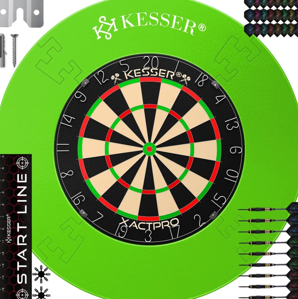 KESSER® Dartscheibe Sisal Professional Dartboard + Zubehör Steeldart Offizielles Dartscheibe Profi Steeldartscheibe - Dartboard inkl. Montageset