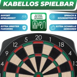 KESSER® Elektronische Dartscheibe Profi Set - E Dartboard mit 15 Dartpfeile + 35 Pro Flights 100 Pfeilspitzen + Zubehör Dart für 1 bis 8 Spieler Innovativer elektronisch Dartautomat mit 65 Varianten
