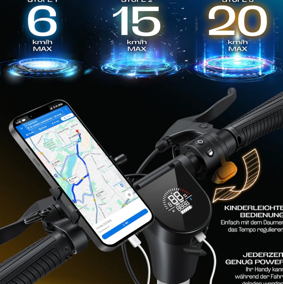 KESSER® E-Scooter mit Straßenzulassung 40km Reichweite Faltbarer Elektro 36V / 10 Ah Batterie Roller Belastung bis 120kg 450W Motor 10" Reifen LCD-Display und universelle Smartphonehalterung