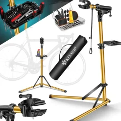 KESSER® Fahrradmontageständer Premium Profi 50kg - 360° drehbar für E-Bike, Mountainbike & Fahrrad, höhenverstellbarer Reparaturständer, mit Werkzeugablage, Tragetasche & Lenkerfixierung