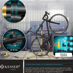 KESSER® Fahrradmontageständer Premium Profi 50kg - 360° drehbar für E-Bike, Mountainbike & Fahrrad, höhenverstellbarer Reparaturständer, mit Werkzeugablage, Tragetasche & Lenkerfixierung