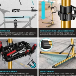 KESSER® Fahrradmontageständer Premium Profi 50kg - 360° drehbar für E-Bike, Mountainbike & Fahrrad, höhenverstellbarer Reparaturständer, mit Werkzeugablage, Tragetasche & Lenkerfixierung