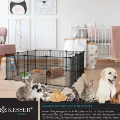 KESSER® Freigehege Gittergehege für Kaninchen aus Metallgitter XXL inkl. Tür & Trinkflasche Kleintiergehege Meerschweinchen Gehege Freilauf, Kleintierkäfig Laufgitter Hasenstall für Innen - draußen