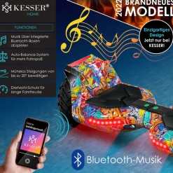 KESSER® Hoverboard 8,5 Zoll 800 mit Bluetooth Lautsprecher, LED Licht, Kinder Sicherheitsmodus, Dual Motor, Smart Elektro Self Balance Board Hover E-Scooter