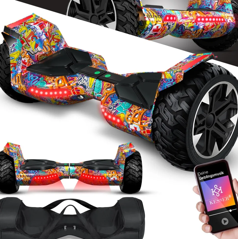 KESSER® Hoverboard 8,5 Zoll 800 mit Bluetooth Lautsprecher, LED Licht, Kinder Sicherheitsmodus, Dual Motor, Smart Elektro Self Balance Board Hover E-Scooter