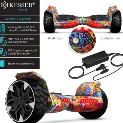 KESSER® Hoverboard 8,5 Zoll 800 mit Bluetooth Lautsprecher, LED Licht, Kinder Sicherheitsmodus, Dual Motor, Smart Elektro Self Balance Board Hover E-Scooter
