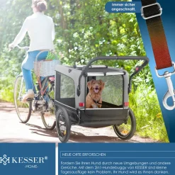 KESSER® Hundeanhänger Boxer 3-in-1 Hundebuggy & Jogger Fahrradanhänger groß ca. 240 Liter Volumen, gefedert, 360° Grad Vorderrad, 600D Oxford Canvas, SmartSpace Concept, maximale Belastbarkeit: 40 kg