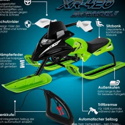 KESSER® Lenkschlitten mit 2 Fußbremsen | Automatisches Zugseil | Federung | Kufenlenkung | Bob Kinderschlitten Rodel Schlitten | Skiboblenkschlitten |