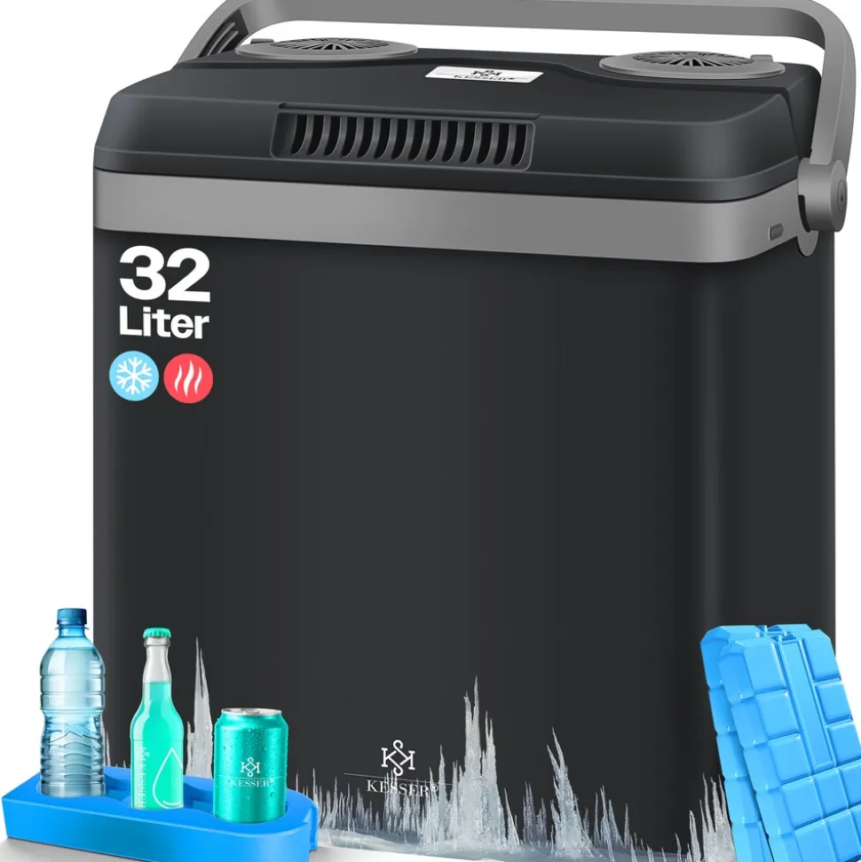 KESSER® 32 L Kühlbox 12V, 230V Stecker, Mini-Kühlschrank, Thermoelektrische Warmhaltebox