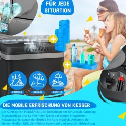 KESSER® 32 L Kühlbox 12V, 230V Stecker, Mini-Kühlschrank, Thermoelektrische Warmhaltebox
