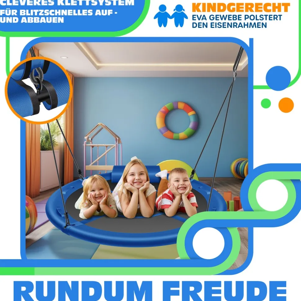 KESSER® Nestschaukel Tellerschaukel Hängeschaukel Rundschaukel Schaukel verstellbar Garten-Schaukel Kinderschaukel Indoor - Outdoor-Schaukel für Kinder & Erwachsene