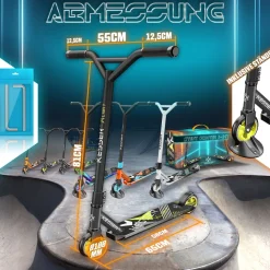 KESSER® Scooter Funscooter Stuntscooter X-Limit - 360° Lenkung mit ABEC 9 Kugellagern 100 mm PU Räder Robuster Kickscooter Tretroller Cityroller Trick Roller für Kinder Erwachsene