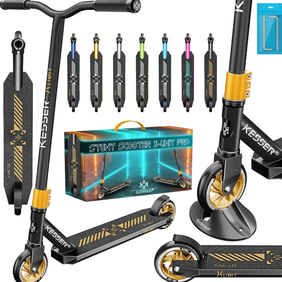 KESSER® Stunt Scooter X-Limit-Pro 360° Lenkung Funscooter Stuntscooter mit Ständer ABEC 9 Kugellagern, 110 mm PU Räder , Kickscooter Tretroller Cityroller Trick Roller für Kinder Erwachsene