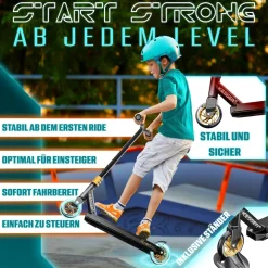 KESSER® Stunt Scooter X-Limit-Pro 360° Lenkung Funscooter Stuntscooter mit Ständer ABEC 9 Kugellagern, 110 mm PU Räder , Kickscooter Tretroller Cityroller Trick Roller für Kinder Erwachsene