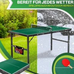 KESSER® Tischtennisplatte Mini mit Tischtennisschläger-Set, Tischtennisbällen und TT-Netz | Indoor | Unterwegs, laminierte Platte + klappbar – Kofferdesign, Kinder und Erwachsene – 153 x 76,5 cm