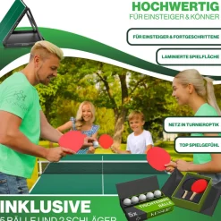 KESSER® Tischtennisplatte Mini mit Tischtennisschläger-Set, Tischtennisbällen und TT-Netz | Indoor | Unterwegs, laminierte Platte + klappbar – Kofferdesign, Kinder und Erwachsene – 153 x 76,5 cm