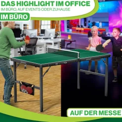 KESSER® Tischtennisplatte Mini mit Tischtennisschläger-Set, Tischtennisbällen und TT-Netz | Indoor | Unterwegs, laminierte Platte + klappbar – Kofferdesign, Kinder und Erwachsene – 153 x 76,5 cm