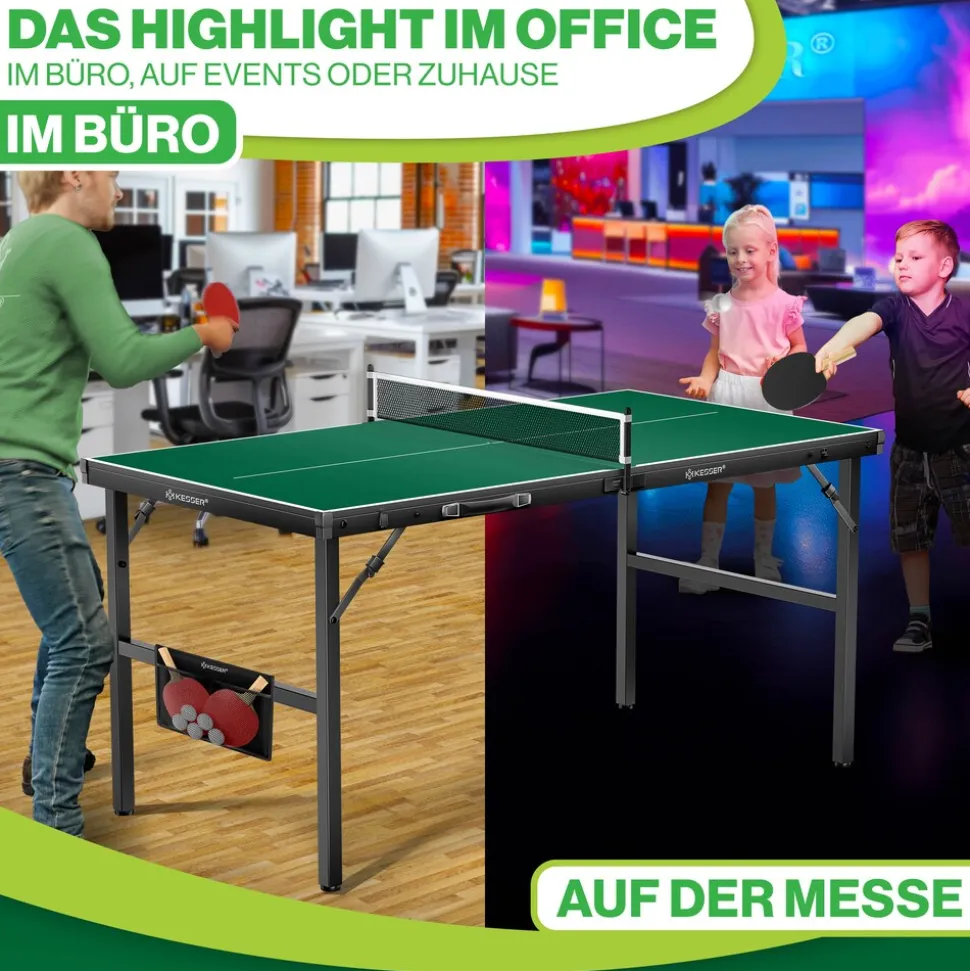 KESSER® Tischtennisplatte Mini mit Tischtennisschläger-Set, Tischtennisbällen und TT-Netz | Indoor | Unterwegs, laminierte Platte + klappbar – Kofferdesign, Kinder und Erwachsene – 153 x 76,5 cm