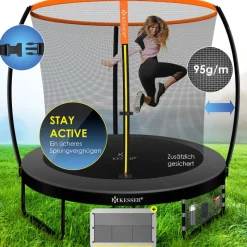 KESSER® Trampolin Gartentrampolin | TÜV Rheinland GS Zertifiziert | Kindertrampolin bis 150 kg | Komplettset mit Sicherheitsnetz, Leiter, Randabdeckung, Seitentasche & Zubehör