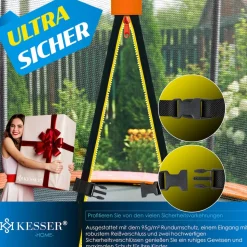 KESSER® Trampolin Gartentrampolin | TÜV Rheinland GS Zertifiziert | Kindertrampolin bis 150 kg | Komplettset mit Sicherheitsnetz, Leiter, Randabdeckung, Seitentasche & Zubehör