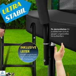 KESSER® Trampolin Gartentrampolin | TÜV Rheinland GS Zertifiziert | Kindertrampolin bis 150 kg | Komplettset mit Sicherheitsnetz, Leiter, Randabdeckung, Seitentasche & Zubehör