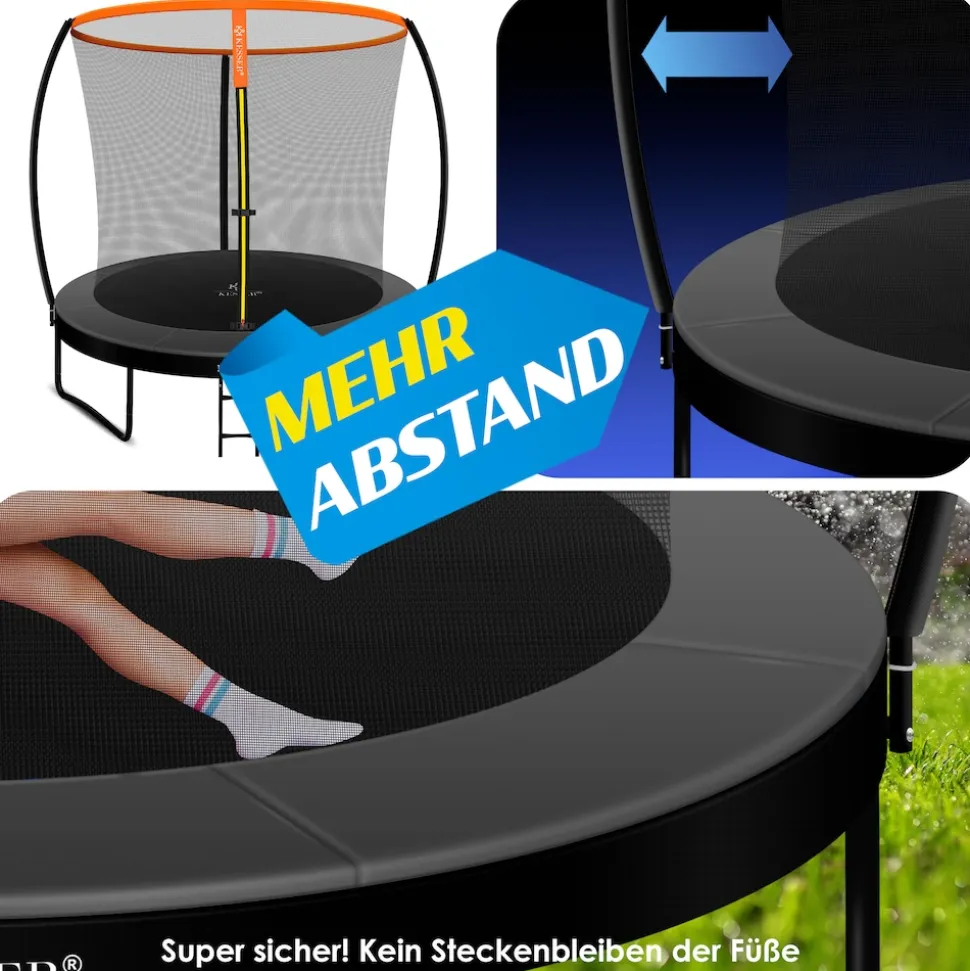 KESSER® Trampolin Gartentrampolin | TÜV Rheinland GS Zertifiziert | Kindertrampolin bis 150 kg | Komplettset mit Sicherheitsnetz, Leiter, Randabdeckung, Seitentasche & Zubehör