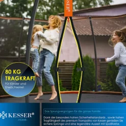 KESSER® Trampolin Gartentrampolin | TÜV Rheinland GS Zertifiziert | Kindertrampolin bis 150 kg | Komplettset mit Sicherheitsnetz, Leiter, Randabdeckung, Seitentasche & Zubehör