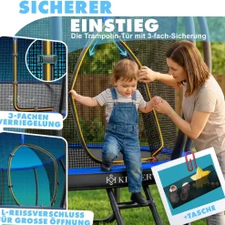 KESSER® Trampolin Outdoor Ø 244/305/366/427 cm, GS-Zertifikat, Gartentrampolin für Kinder & Erwachsene <150 kg mit Sicherheitsnetz, inklusive Tasche, Leiter, Randabdeckung & gepolsterten Netzstangen