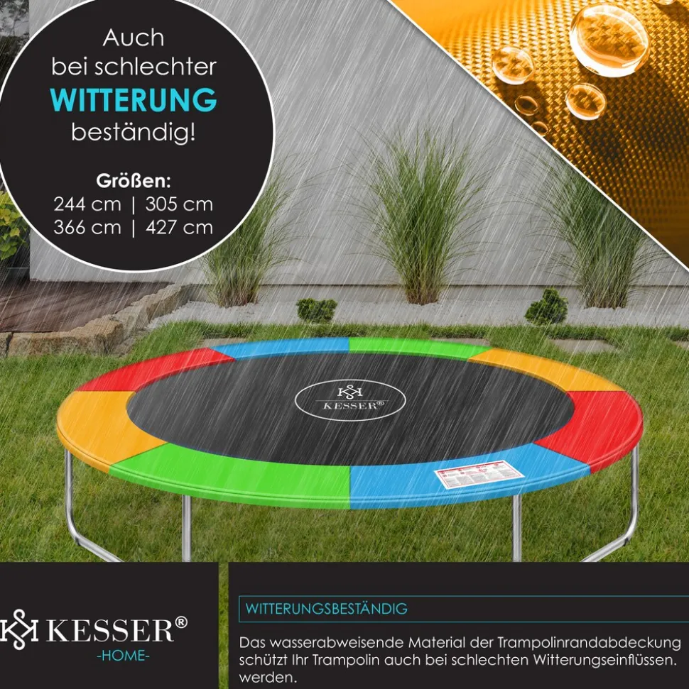KESSER® - Trampolin Randabdeckung Ø 244 , 305 , 366 , 426 cm , 30cm breit 100% UV-beständig reißfest Federabdeckung , Grün , Blau