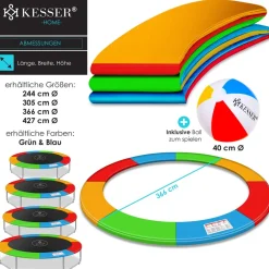KESSER® - Trampolin Randabdeckung Ø 244 , 305 , 366 , 426 cm , 30cm breit 100% UV-beständig reißfest Federabdeckung , Grün , Blau