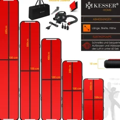 KESSER® Turnmatte Aufblasbar Airtrack 2m/3m/4m/5m/6m Fitness-Matte Gymnastikmatte | inkl. Tragetasche & elektr. Luftpumpe | Yogamatte, Tumbling Matten, Trainingsmatte, Turn- & Fitness