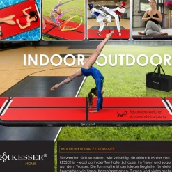KESSER® Turnmatte Aufblasbar Airtrack 2m/3m/4m/5m/6m Fitness-Matte Gymnastikmatte | inkl. Tragetasche & elektr. Luftpumpe | Yogamatte, Tumbling Matten, Trainingsmatte, Turn- & Fitness