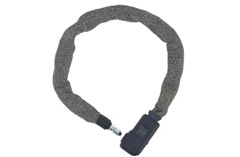 Kettenschloss, mit Fingerabdrucksensor, mit Zahlenwalze, inkl. Halter, Schwarz, Länge 90 cm