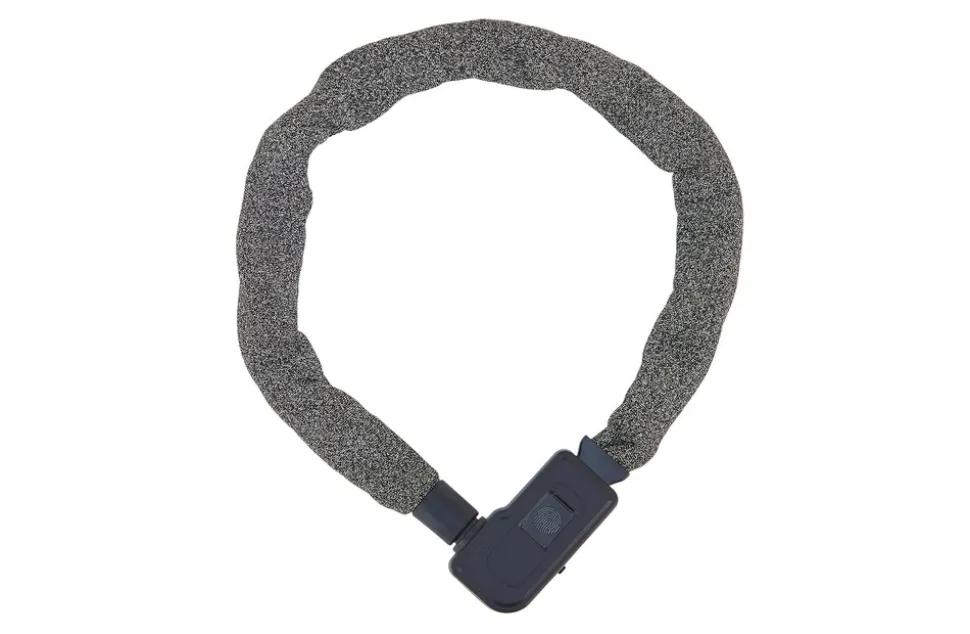 Kettenschloss, mit Fingerabdrucksensor, mit Zahlenwalze, inkl. Halter, Schwarz, Länge 90 cm