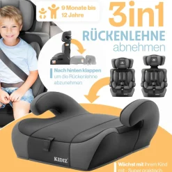 KIDIZ® Autokindersitz Kinderautositz Gruppe 1+2+3 9-36 kg 5-Punkt-Sicherheitsgurt, Autositz, Kindersitz, Einstellbare Kopfstütze