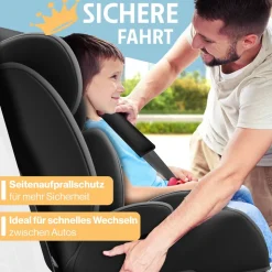 KIDIZ® Autokindersitz Premium Kinderautositz Gruppe 1+2+3, 9-36 kg 5-Punkt-Sicherheitsgurt, Autositz, Kindersitz, Einstellbare Kopfstütze, Mitwachsende Sitzerhöhung 1-12 Jahre, Stabil und Sicher