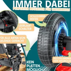 KIDIZ® Dreirad 5in1 Kinderdreirad mit Schubstange Lenksystem Stange ab 1 Jahr vorwärts und Rückwärtsfahrt Jogger , Korb Tasche Getränkehalter Sonnendach Gummiräder, Buggy Fahrrad Baby Klappbar