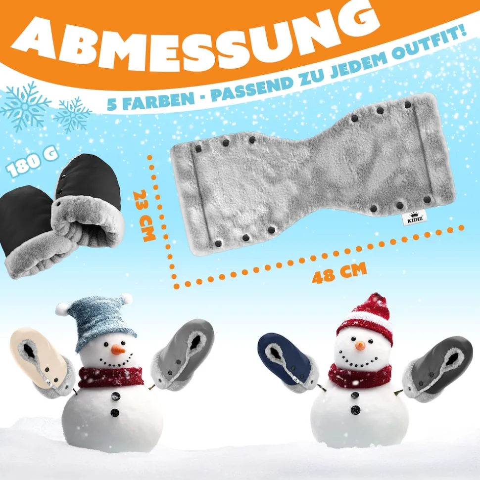 KIDIZ® Handwärmer Kinderwagen Handschuhe Handmuff Kinderwagenmuff mit warme Plüschmaterial Fleece und Baumwolle Innenseite Wasserdicht Winddicht Handwärmer Universalgröße für alle Kinderwagen Buggy