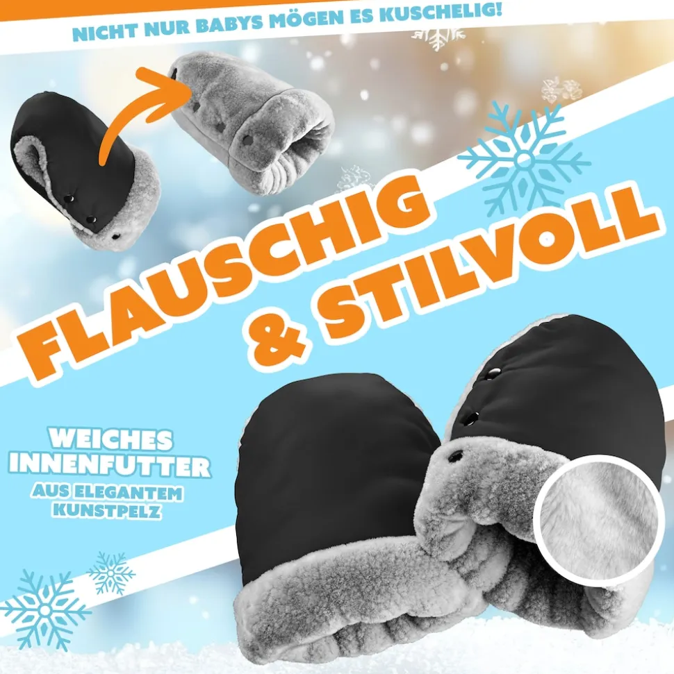 KIDIZ® Handwärmer Kinderwagen Handschuhe Handmuff Kinderwagenmuff mit warme Plüschmaterial Fleece und Baumwolle Innenseite Wasserdicht Winddicht Handwärmer Universalgröße für alle Kinderwagen Buggy