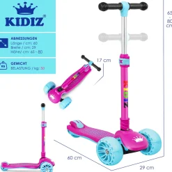 KIDIZ® Roller Kinder Scooter X-Pro2 Dreiradscooter mit PU LED Leuchtenden Räder Kinderroller faltbar Tret-Roller höhenverstellbarer Cityroller Kinderscooter für Jungen Mädchen 3-12 Jahre
