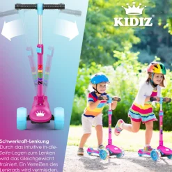 KIDIZ® Roller Kinder Scooter X-Pro2 Dreiradscooter mit PU LED Leuchtenden Räder Kinderroller faltbar Tret-Roller höhenverstellbarer Cityroller Kinderscooter für Jungen Mädchen 3-12 Jahre