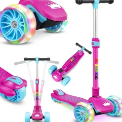 KIDIZ® Roller Kinder Scooter X-Pro2 Dreiradscooter mit PU LED Leuchtenden Räder Kinderroller faltbar Tret-Roller höhenverstellbarer Cityroller Kinderscooter für Jungen Mädchen 3-12 Jahre