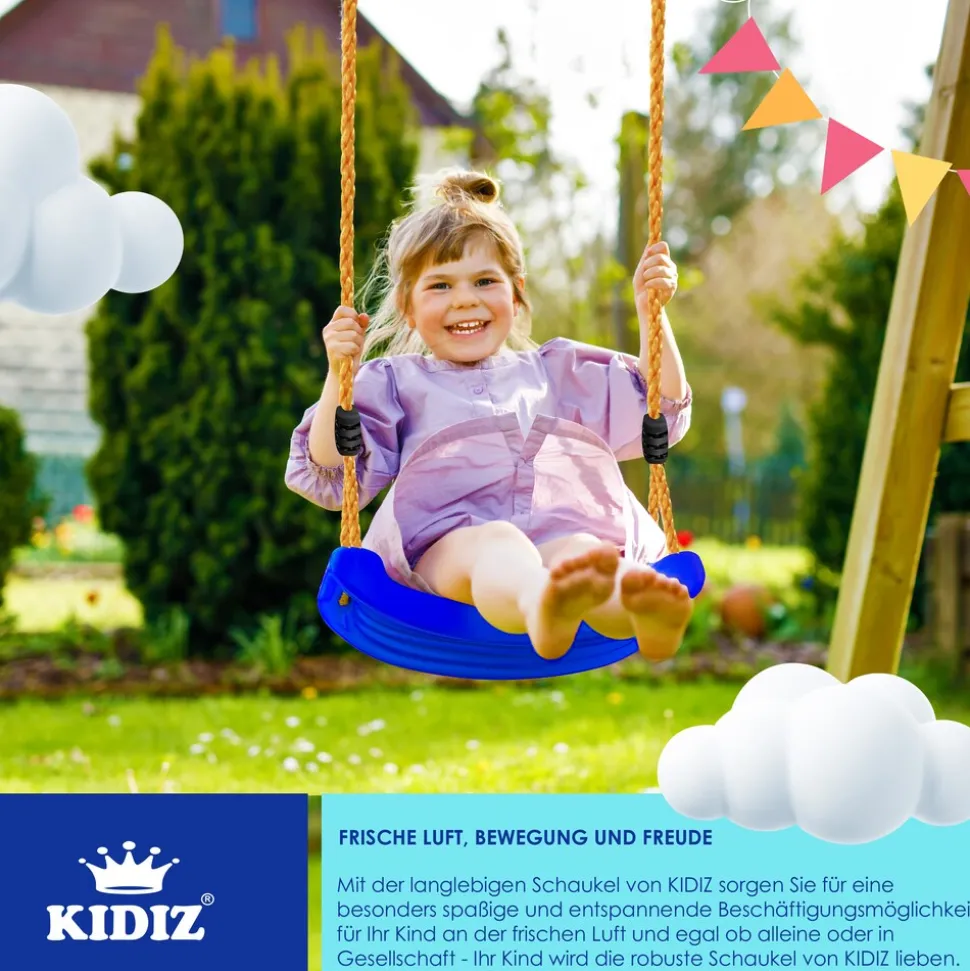 KIDIZ® Schaukel Kinderschaukel Set - Ink. Zubehör Schaukelsitz Schaukelbrett Garten Outdoor Indoor Brettschaukel für Kinder zum Schaukeln aus Kunststoff Höhenverstellbar Rutschfest