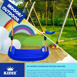 KIDIZ® Schaukel Kinderschaukel Set - Ink. Zubehör Schaukelsitz Schaukelbrett Garten Outdoor Indoor Brettschaukel für Kinder zum Schaukeln aus Kunststoff Höhenverstellbar Rutschfest