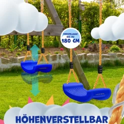 KIDIZ® Schaukel Kinderschaukel Set - Ink. Zubehör Schaukelsitz Schaukelbrett Garten Outdoor Indoor Brettschaukel für Kinder zum Schaukeln aus Kunststoff Höhenverstellbar Rutschfest
