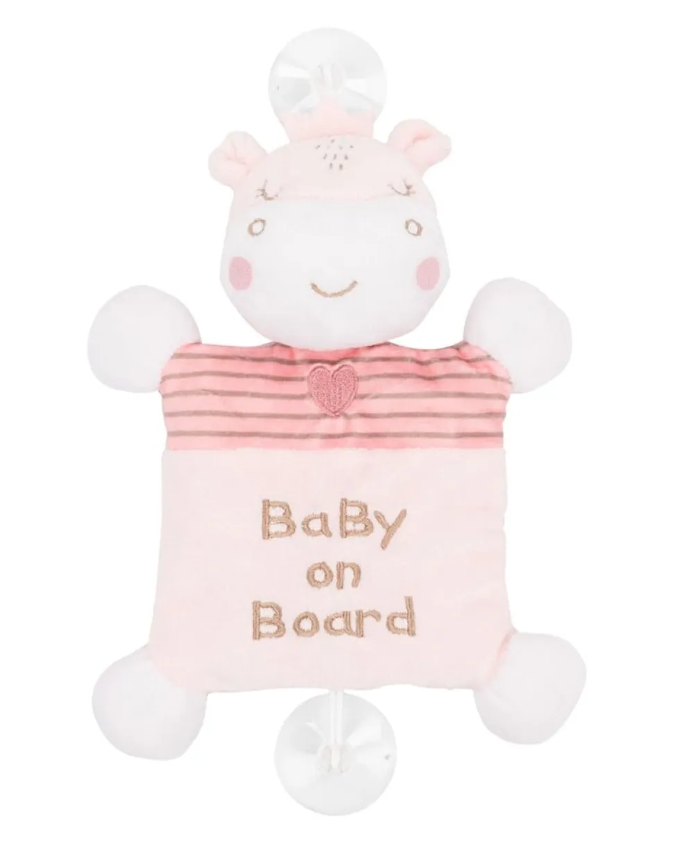 Kikkaboo Baby Kuscheltier Baby on Board, 2 Saugnäpfe, 25 cm, Quietschgeräusch rosa