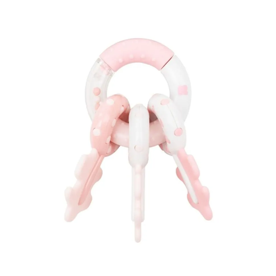 Kikkaboo Babyrassel Schlüsselbund Beißring 3 Schlüssel Greifling ab 3 Monaten pink